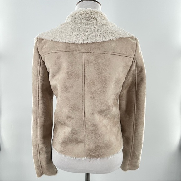 Forever 21 jacket size S beige cream faux shearling fur cozy southwestern - Picture 5 of 10